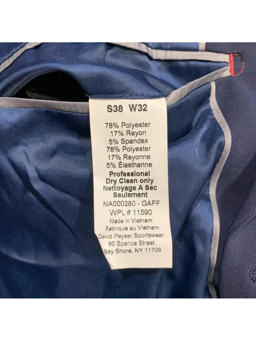 Nautica Modern Fit Bi-Stretch Navy Blue Suit Jacket - Size 38S